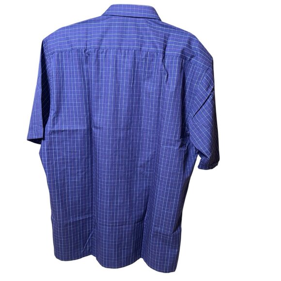 New Men's Sahara Casual Short Sleeve Shirt Navy Blue Checkered Size XL - Picture 4 of 7